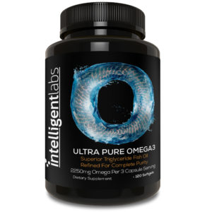 a bottle of Intelligent Labs Ultra Pure Omega 3